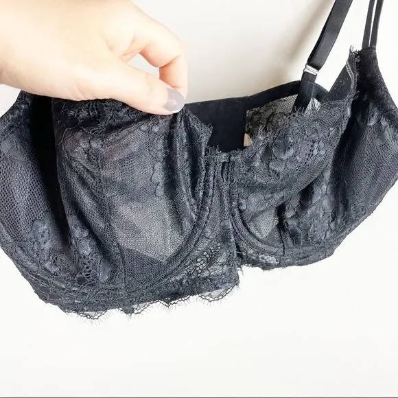 Ambrielle sheer lace cup sexy bra 36D - Picture 8 of 9